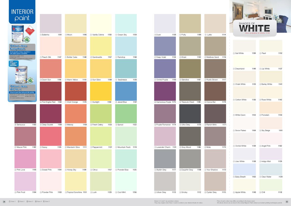  Nippon  Odour less Easy Wash Colour  Chart  Nippon  Paint  