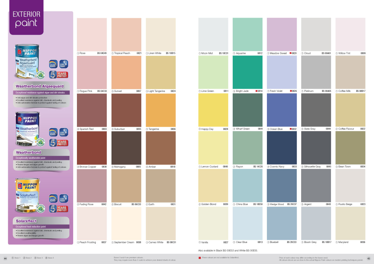 Nippon Paint Exterior Colour Chart India