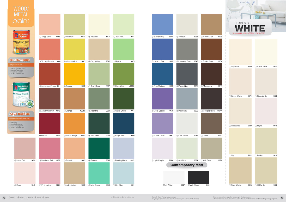  Nippon  Paint  Aqua Bodelac Colour Chart Nippon  Paint  