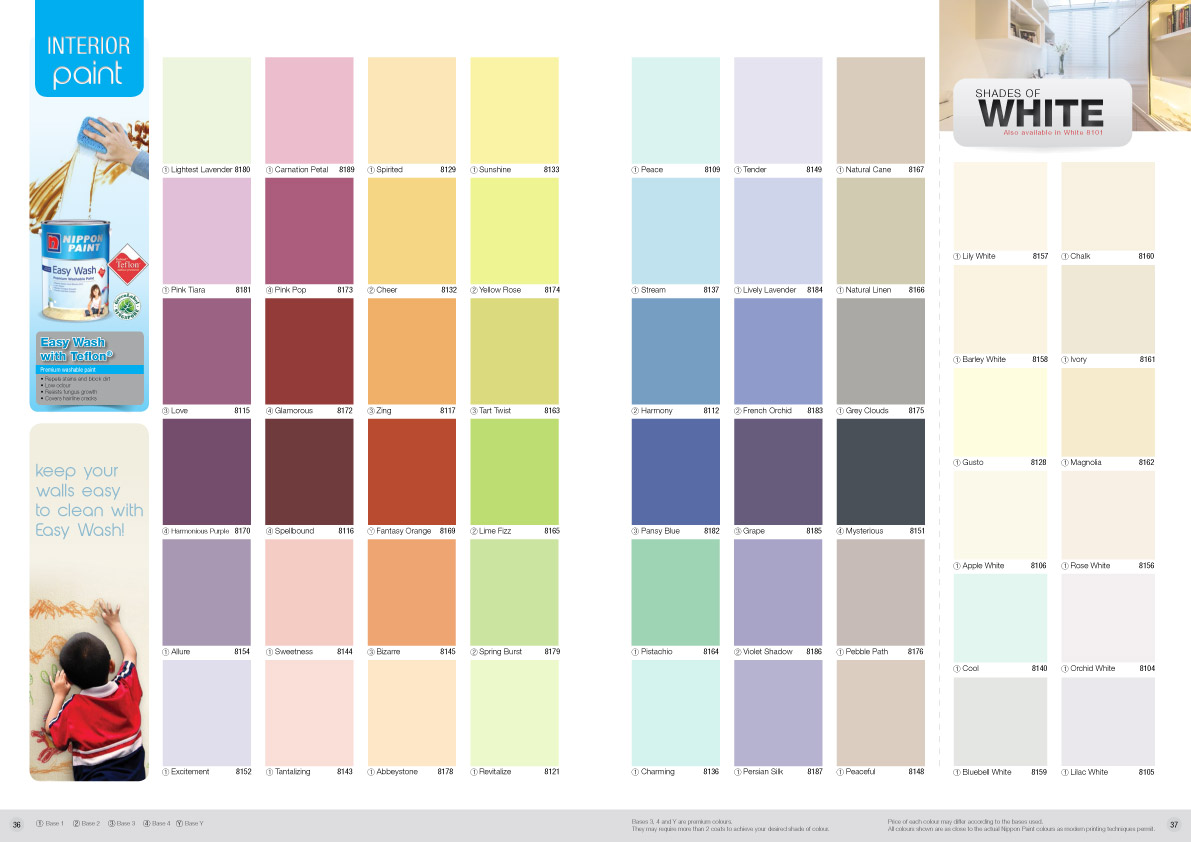  Nippon  Paint  Easy Wash with Teflon Colour Chart  Nippon  